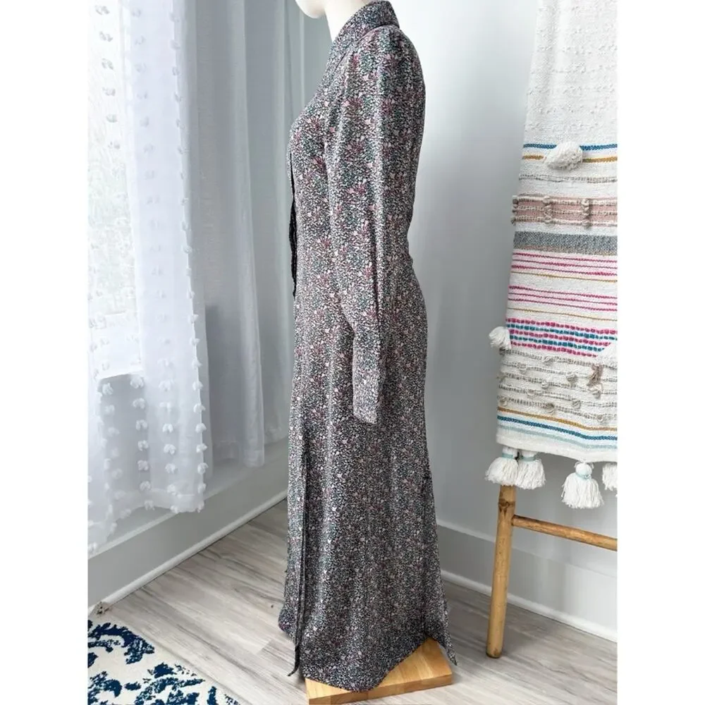 GANNI Floral Midi Shirt Dress Long Sleeves Button Front Side Slits Size 36 Small - Picture 5 of 14